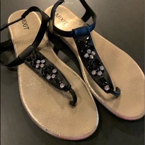 Gold & Black Beaded Sandals